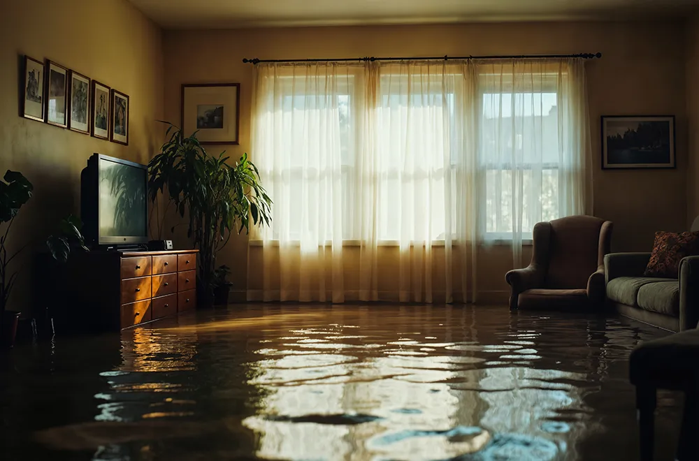 water standing in the lounge of a house