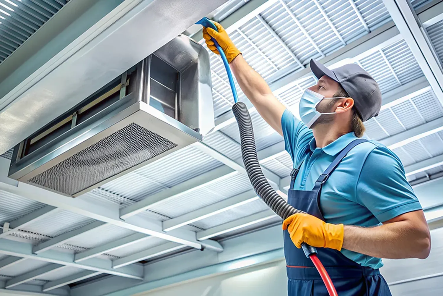 a hvac cleaner cleaning a hvac unit