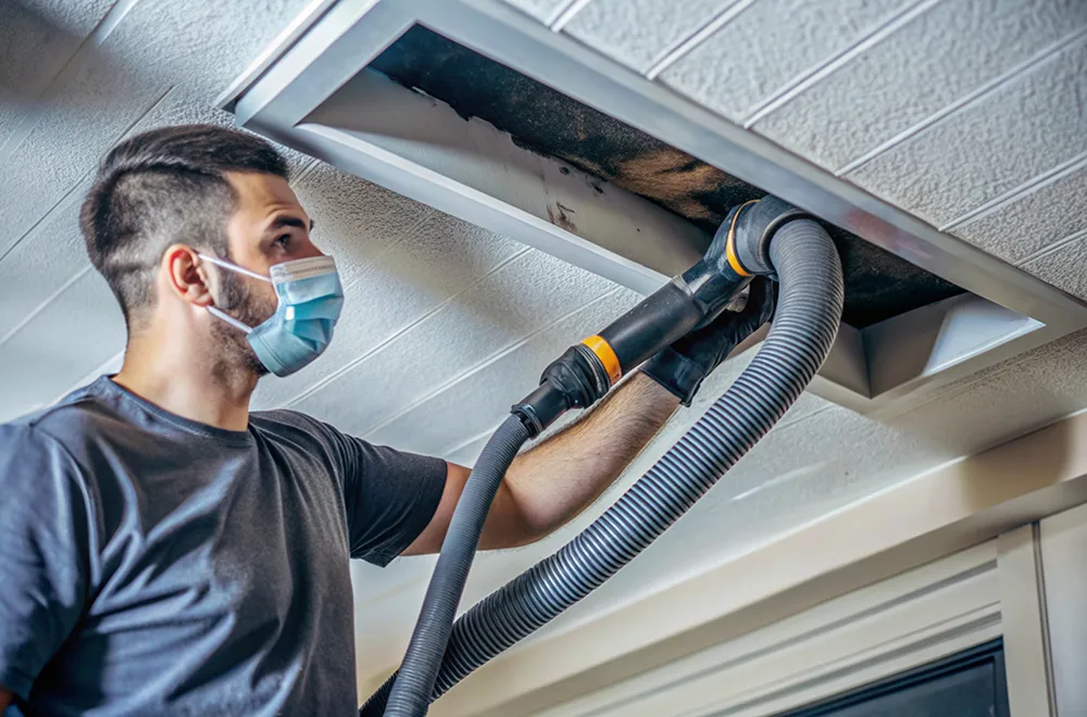hvac-cleanup a hvac cleaner cleaning an hvac unit