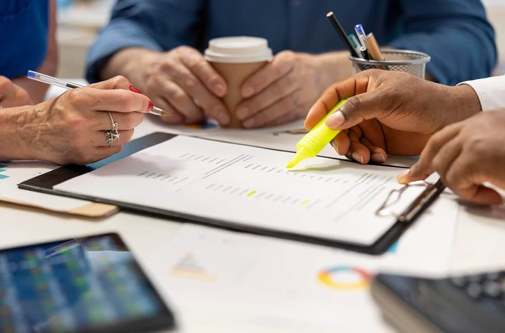 closeup of work being done on a contract
