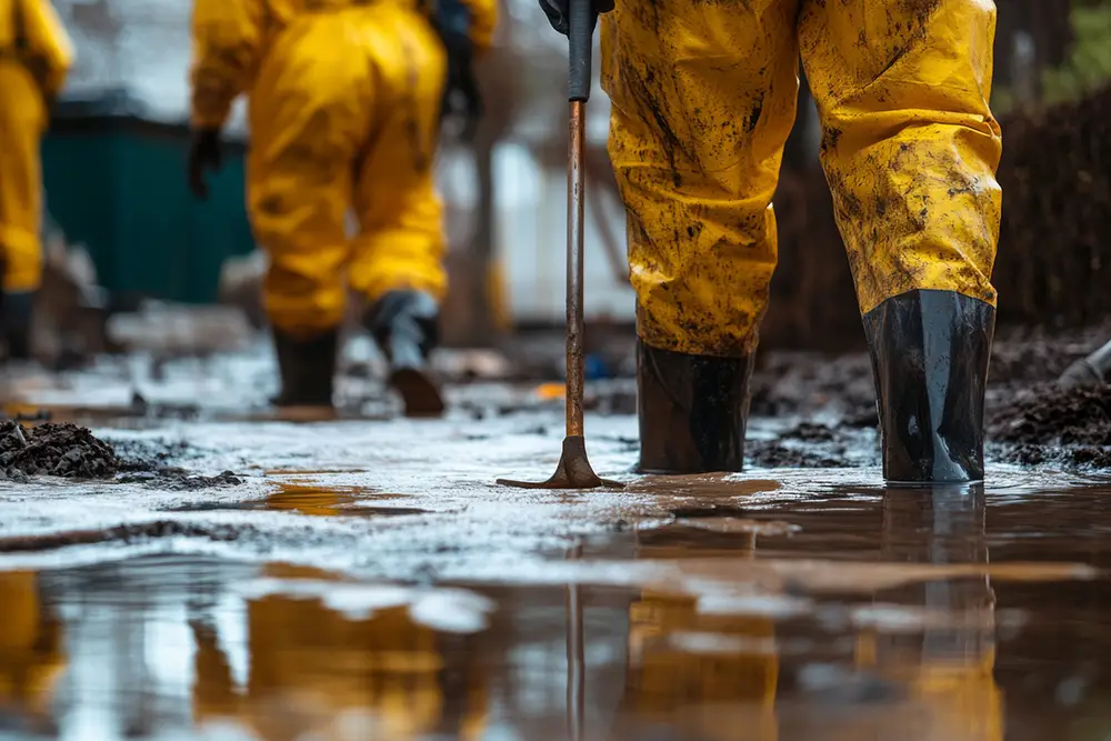 serving-every-corner restoration team working on water damage