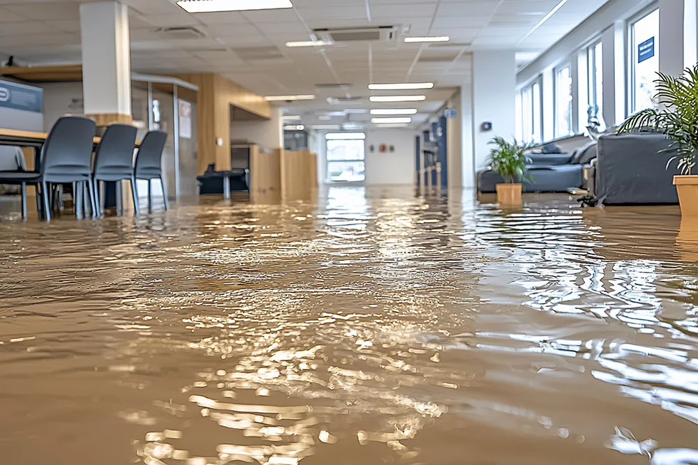 a flooded office