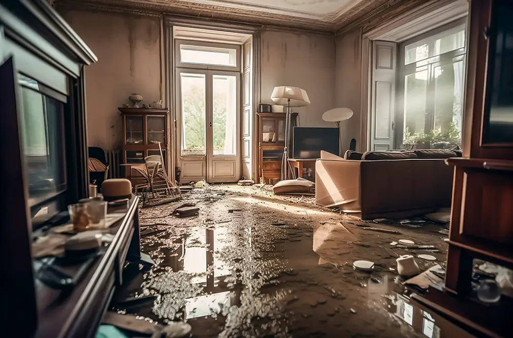 a water damaged lounge