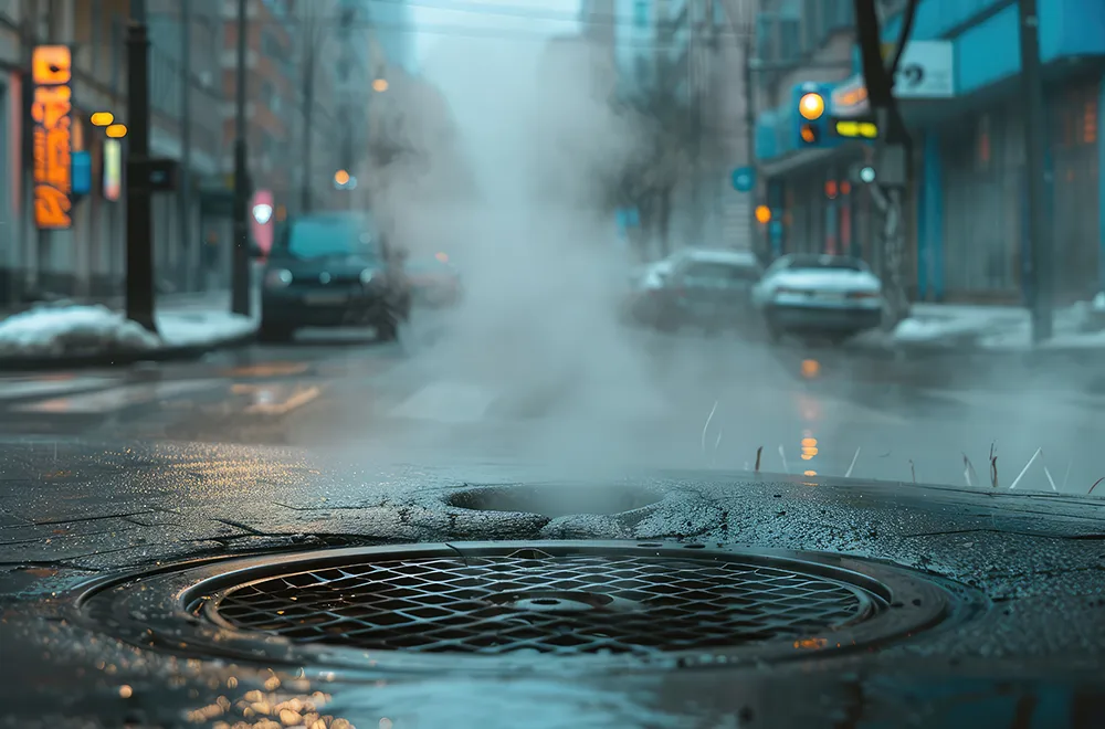 an up close image of a sewer lid