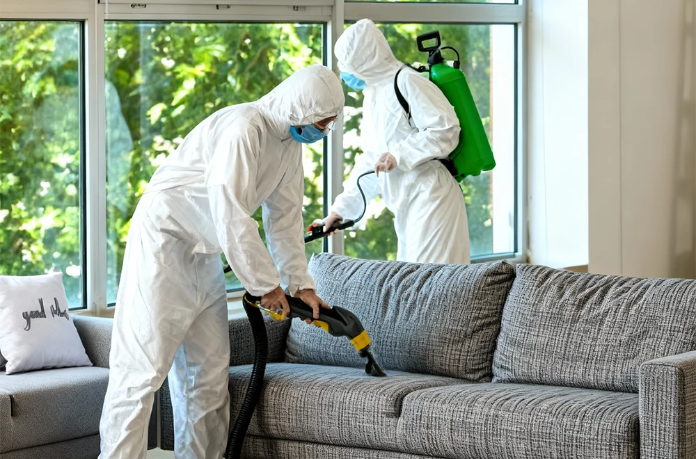 2 guys bio hazard cleaning a house