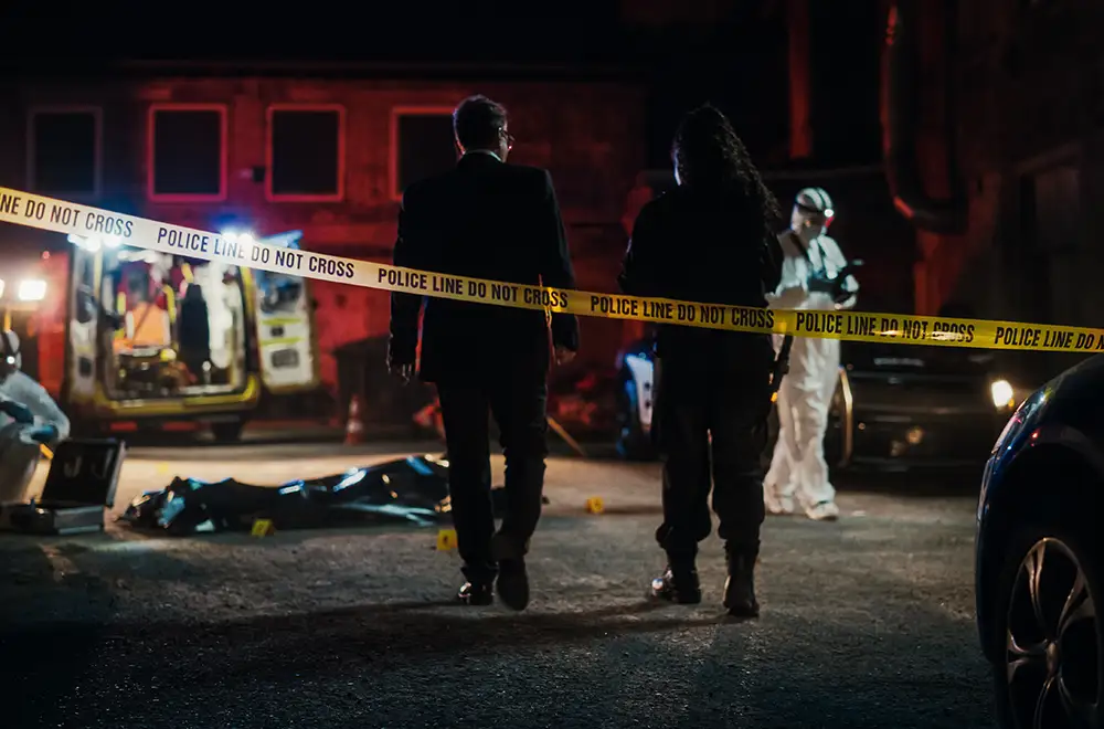 crime-scene-cleanup investigators going to a crime scene