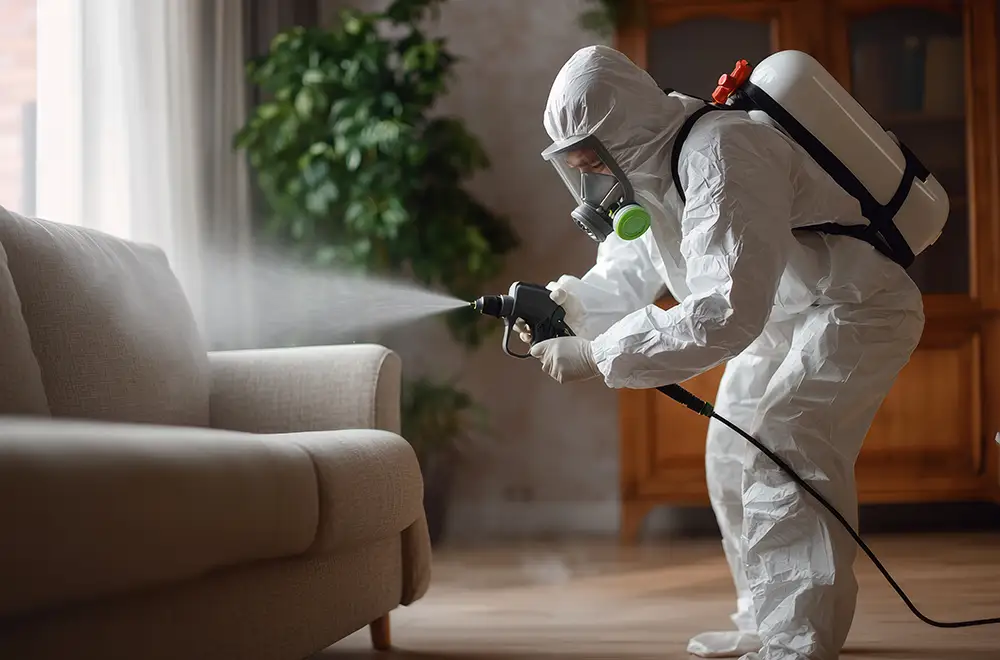 odor-removal-spray man spraying odor removal spray