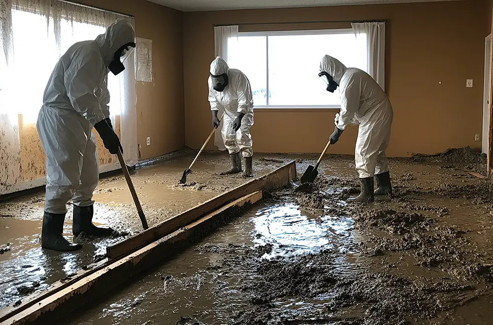 preserve-your-property three workers clearing water damage