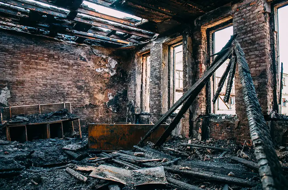 a burnt down house