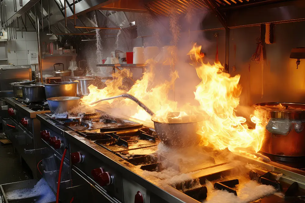 fire in a kitchen