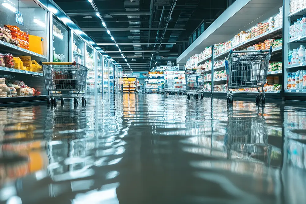 water damage in a shop
