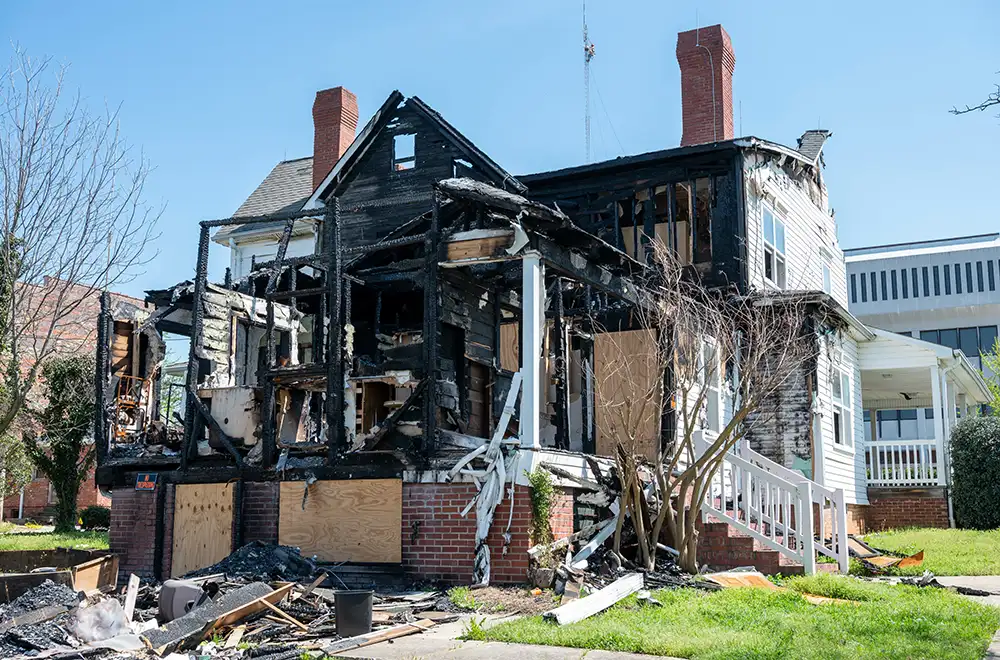 a burnt house