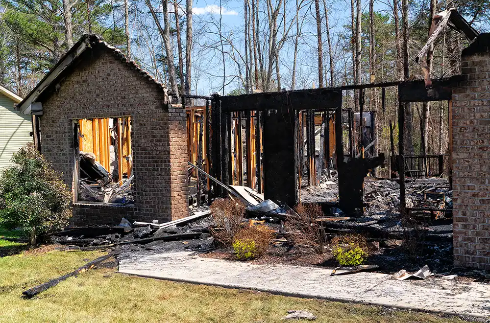 fire-damaged-house a house damaged by fire