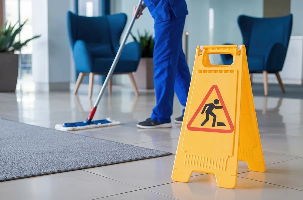 man mopping the floor