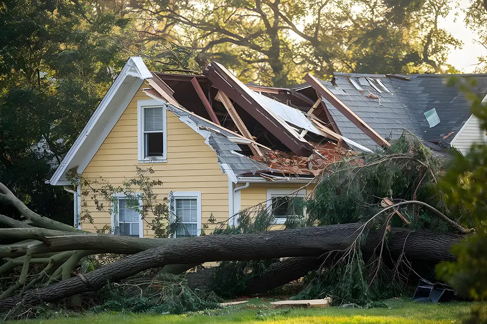 impact-on-house a tree fallen on the house