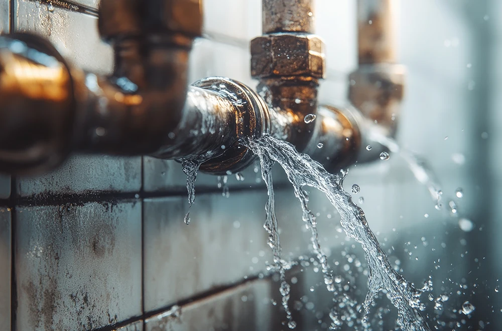 water leaking from pipes