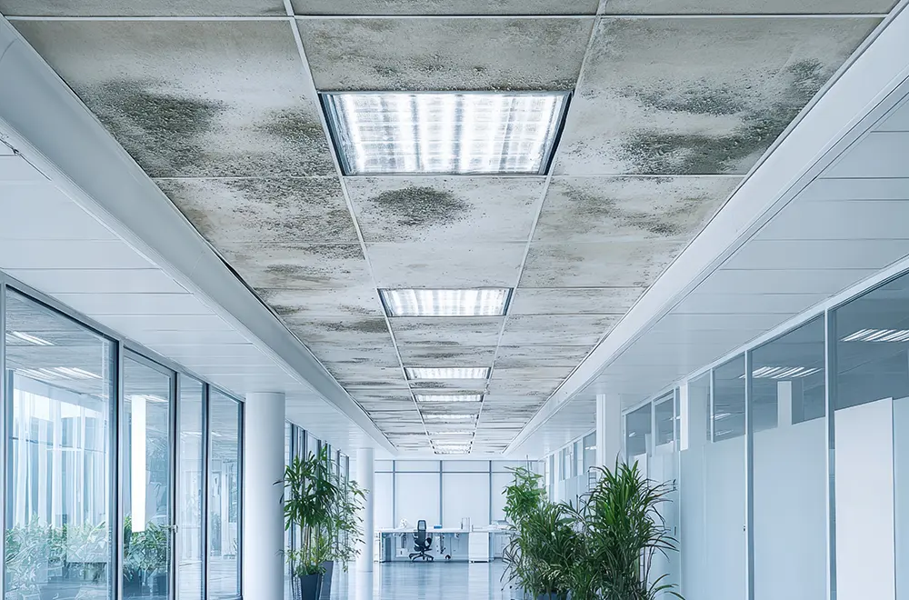 mold growing on the roof in a building