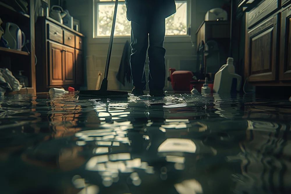 residential-restoration-services man walking in a flooded house