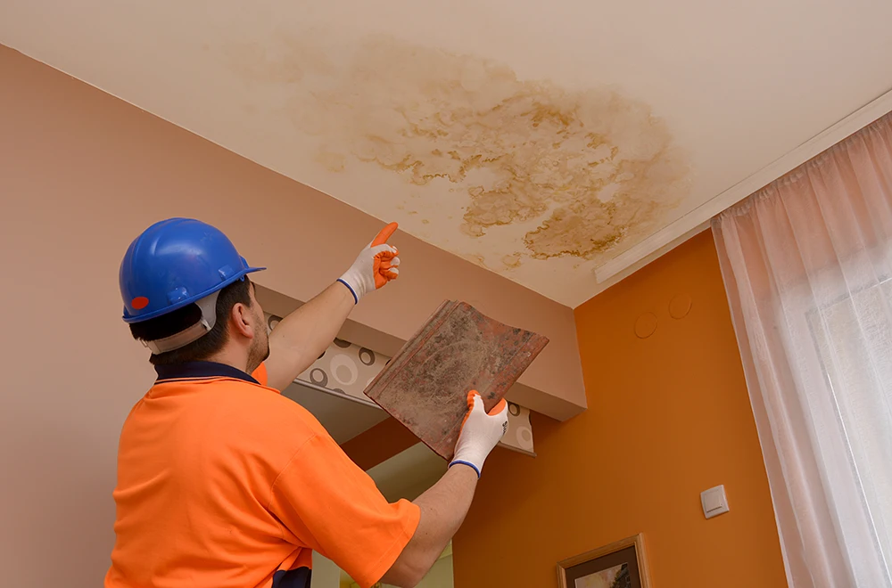 water-damaged-ceeling water leaking from the roof
