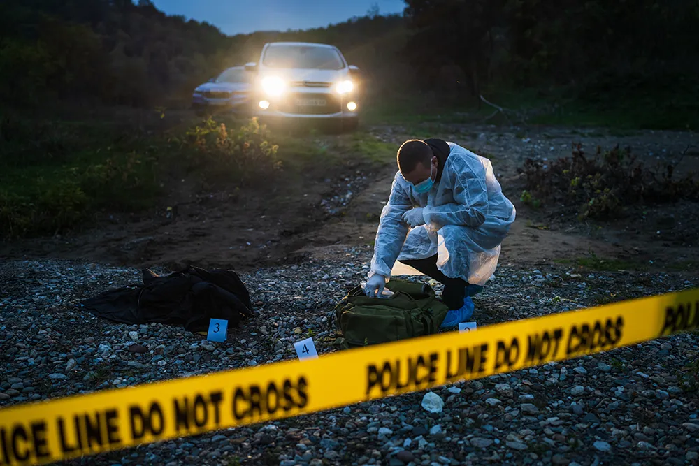 cleaning crew working on a crime scene