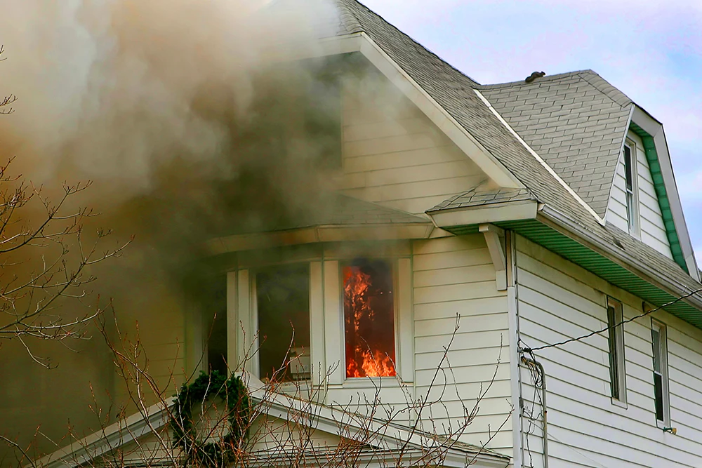 a fire burning in a house