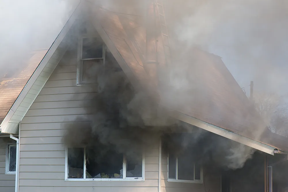 smoke emitting from a house