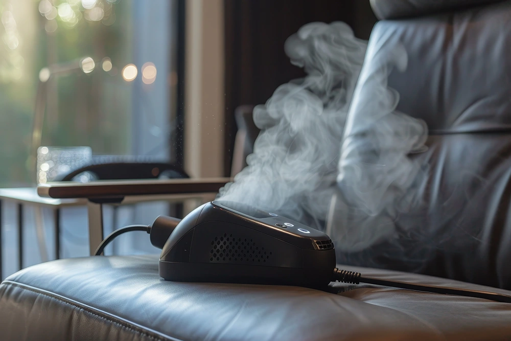 fog machine being used to remove odor from a house