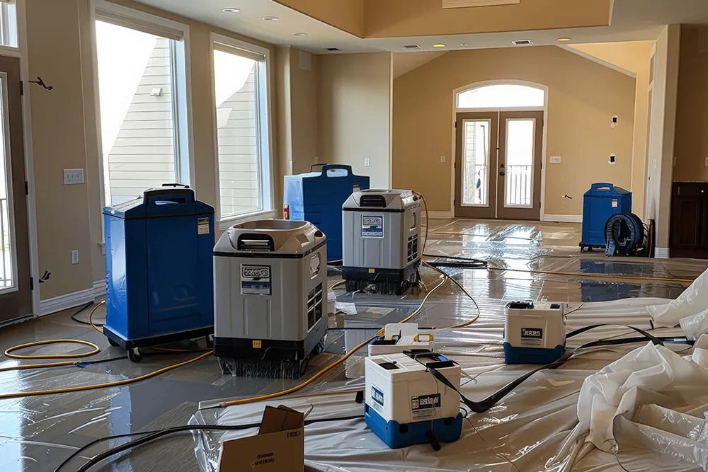 drying machines working in a house to dry out the house