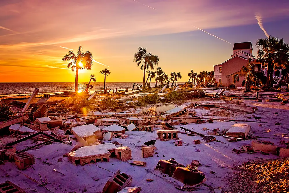 all the debris after a hurricane